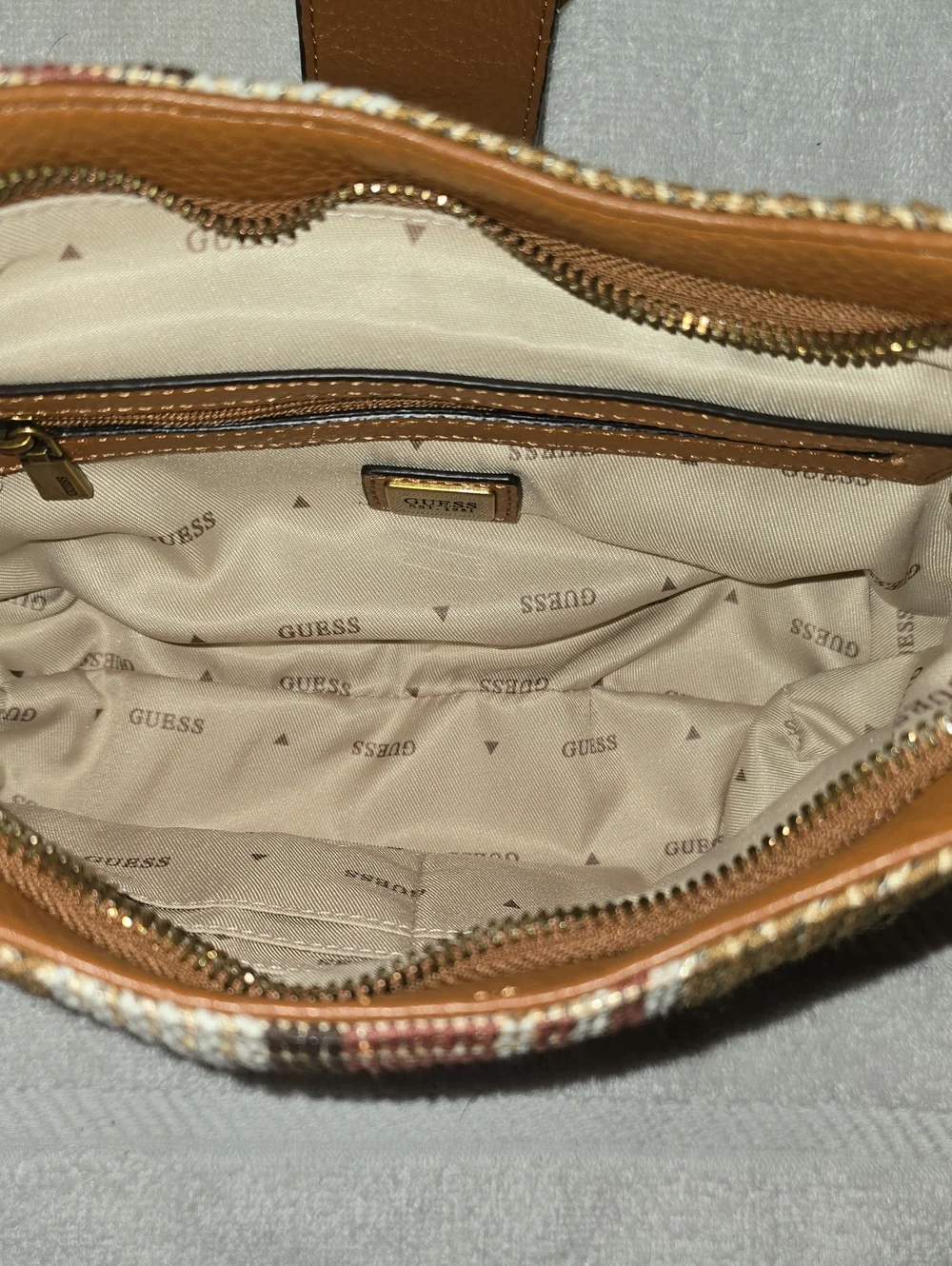 GUESS Camden Mini Striped Canvas Shoulder Purse NWOT